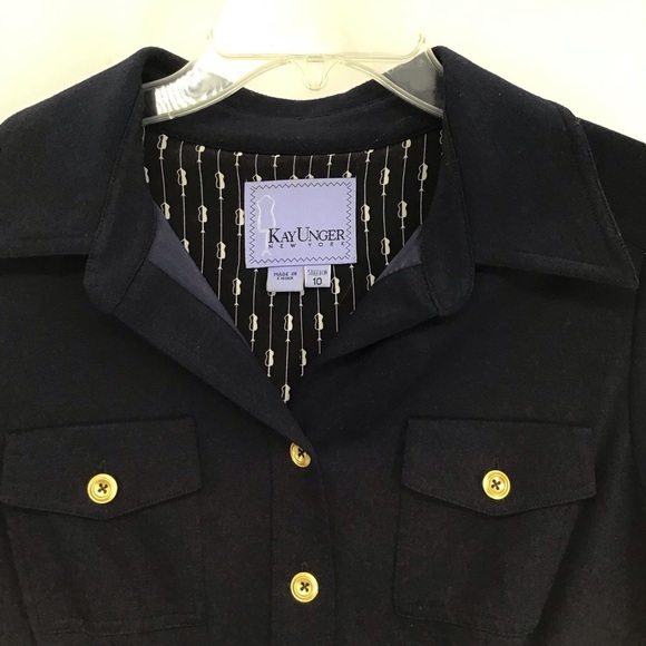 Kay Unger Women’s Shirt Dress Button-Up Career Business Casual Dark Navy Size 10 - Picture 4 of 8